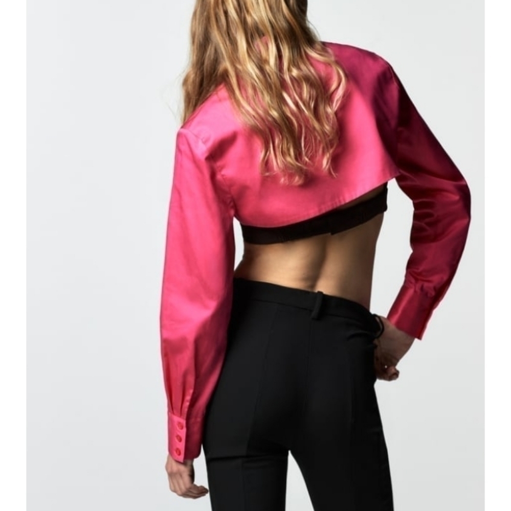 Zara POPLIN CROPPED TOP - Picture 3 of 8